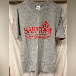 Gildan Gray Saratoga Race Course Cotton T-Shirt